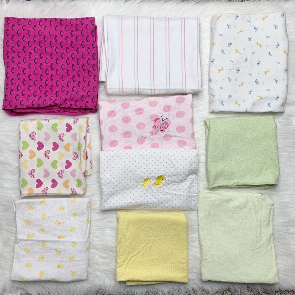 Baby Girl 100% Cotton Swaddle Blanket LOT